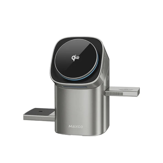 Qi2 Auto-Rotate Touch Magnetic 3-in-1 Wireless Charger with Fast Charging 15W for iPhone 12/13/14/15/16, Apple Watch, and AirPods