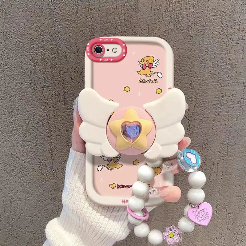 Sakura Higurashi Magical Girl Angel Wing TPU Softshell Phone Case for iPhone 11-17 Pro Max - Shockproof Protective Cover