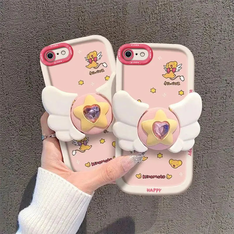 Sakura Higurashi Magical Girl Angel Wing TPU Softshell Phone Case for iPhone 11-17 Pro Max - Shockproof Protective Cover