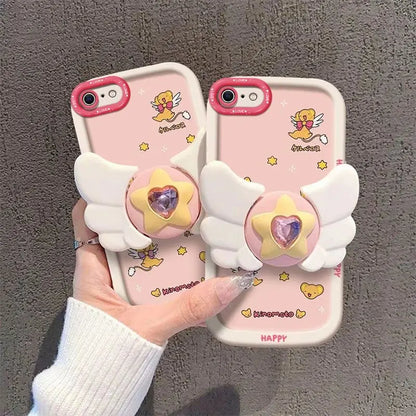 Sakura Higurashi Magical Girl Angel Wing TPU Softshell Phone Case for iPhone 11-17 Pro Max - Shockproof Protective Cover