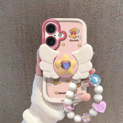 Sakura Higurashi Magical Girl Angel Wing TPU Softshell Phone Case for iPhone 11-17 Pro Max - Shockproof Protective Cover