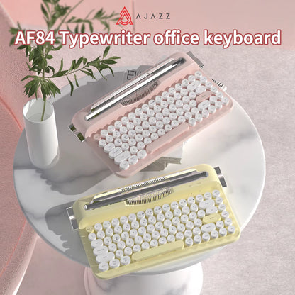 AF84 Wireless BT Portable Keyboard-Retro Punk Typewriter Mechanical Keyboard-Wireless BT Dual-Mode Office Keyboard