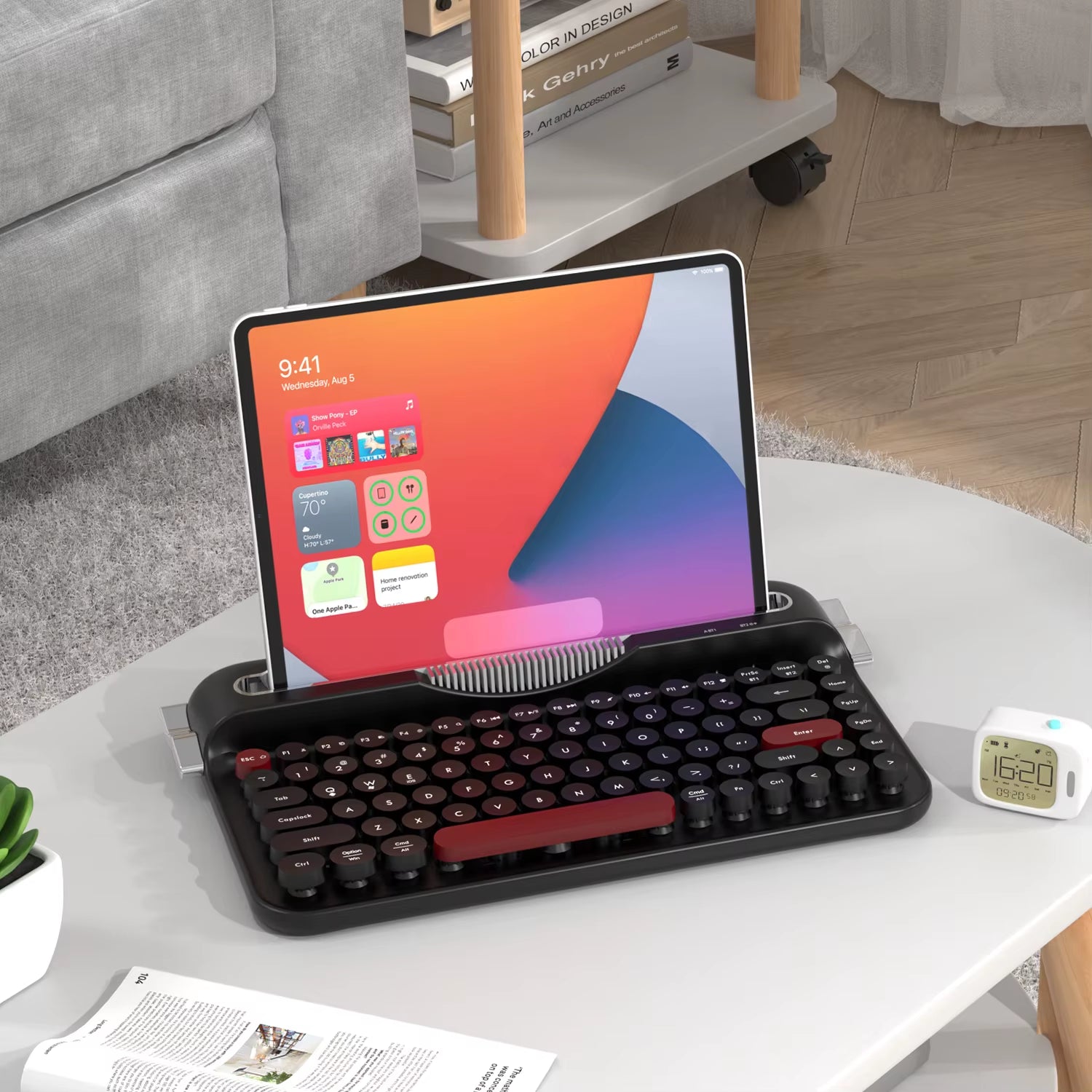 AF84 Wireless BT Portable Keyboard-Retro Punk Typewriter Mechanical Keyboard-Wireless BT Dual-Mode Office Keyboard