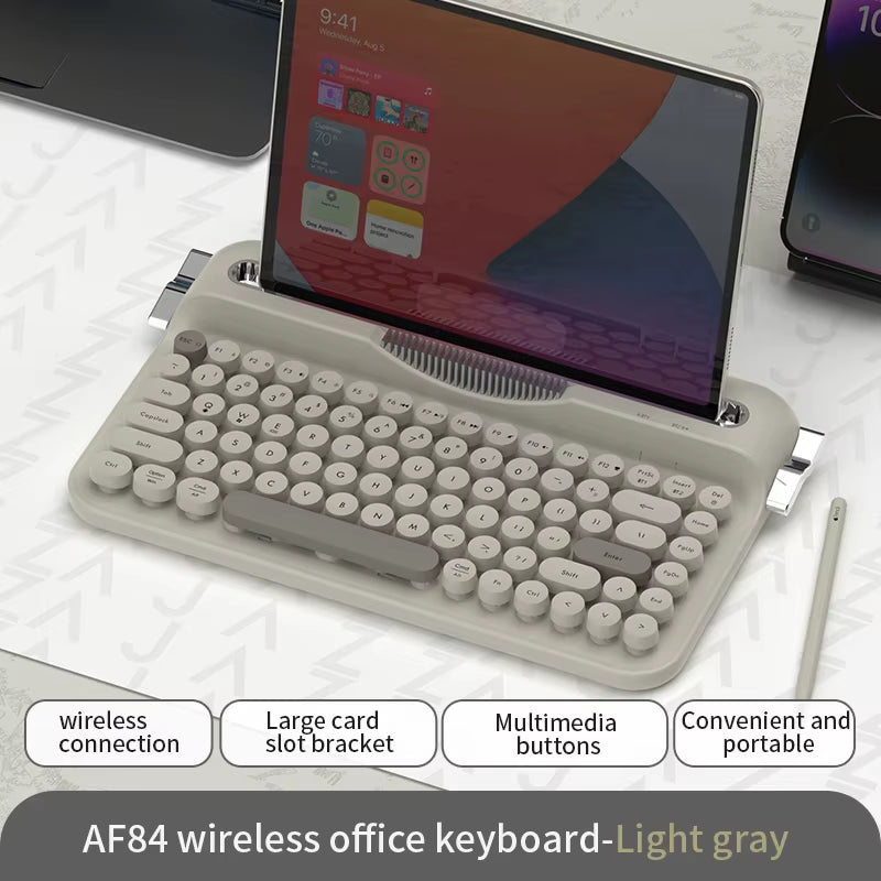 AF84 Wireless BT Portable Keyboard-Retro Punk Typewriter Mechanical Keyboard-Wireless BT Dual-Mode Office Keyboard