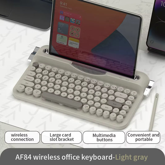 AF84 Wireless BT Portable Keyboard-Retro Punk Typewriter Mechanical Keyboard-Wireless BT Dual-Mode Office Keyboard