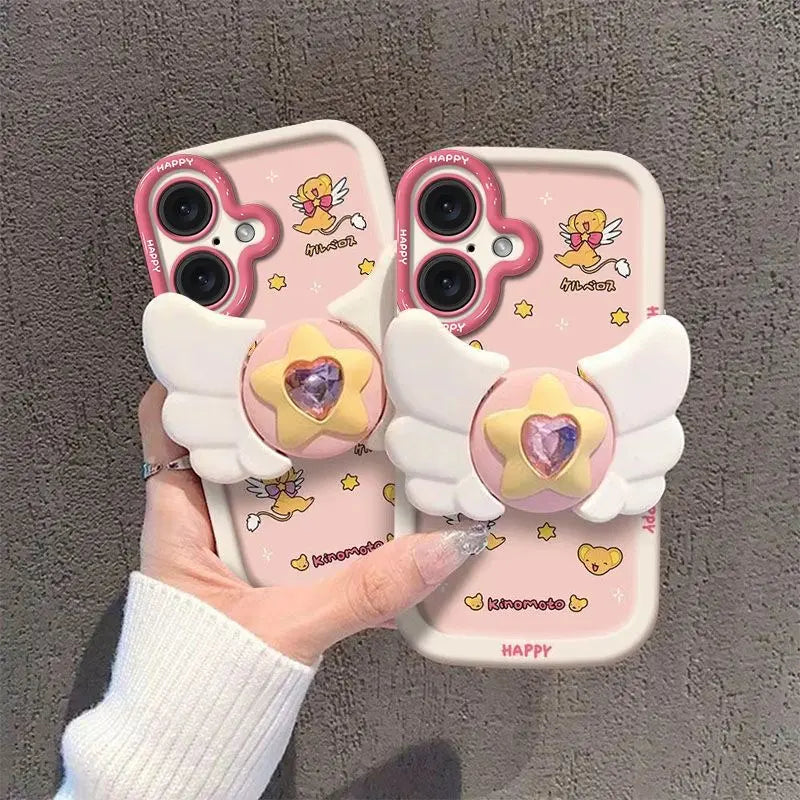 Sakura Higurashi Magical Girl Angel Wing TPU Softshell Phone Case for iPhone 11-17 Pro Max - Shockproof Protective Cover