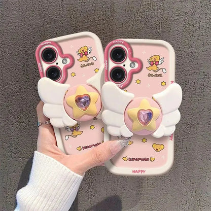 Sakura Higurashi Magical Girl Angel Wing TPU Softshell Phone Case for iPhone 11-17 Pro Max - Shockproof Protective Cover