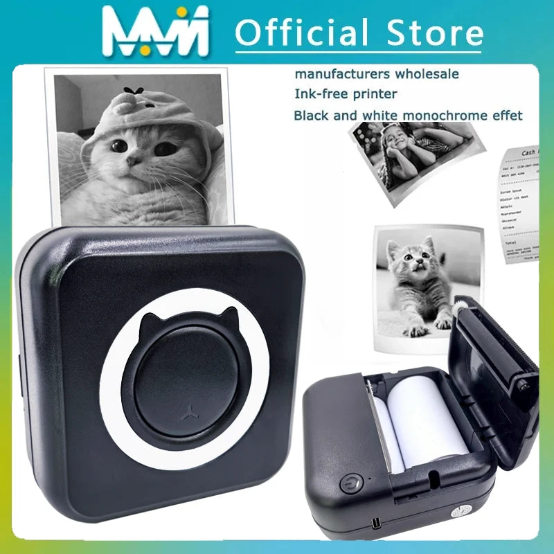 Portable Mini Thermal Printer for Photos and Labels - 58mm Wireless Bluetooth Compatibility with Android and iOS