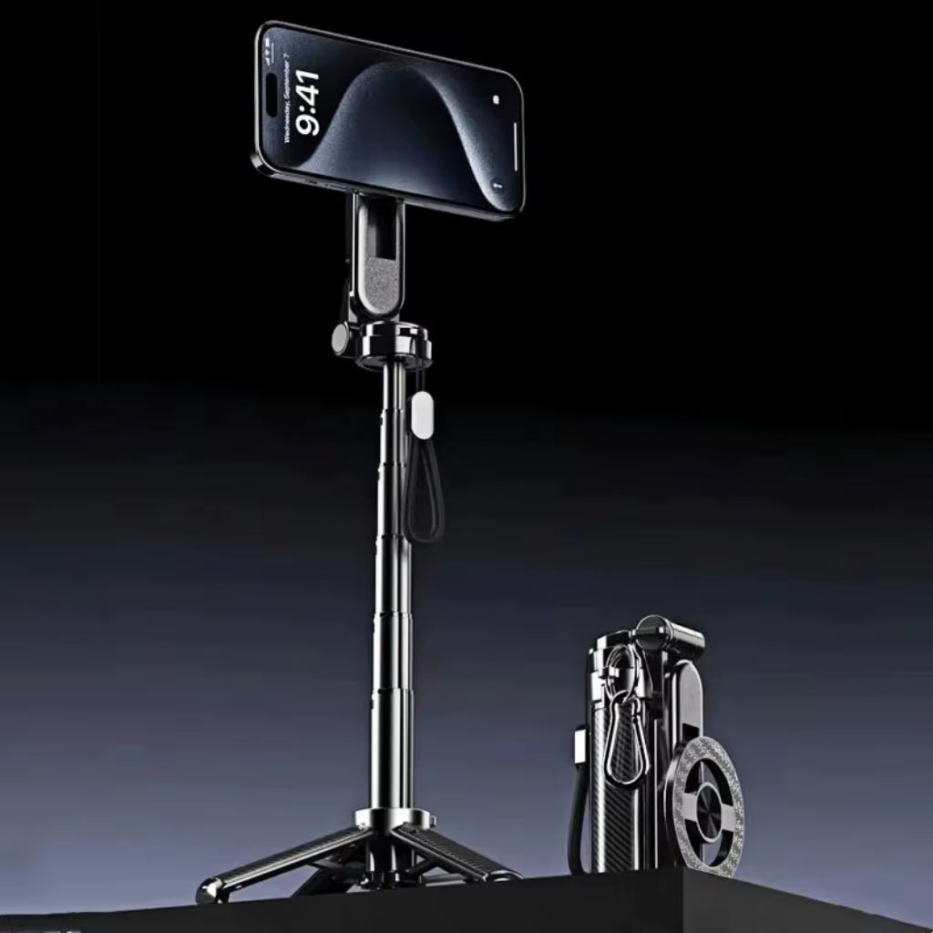 4-In-1 Multifunctional Magnetic Mini Selfie Stick with 360° Rotation Wireless Bluetooth Control Magnetic Phone Holder
