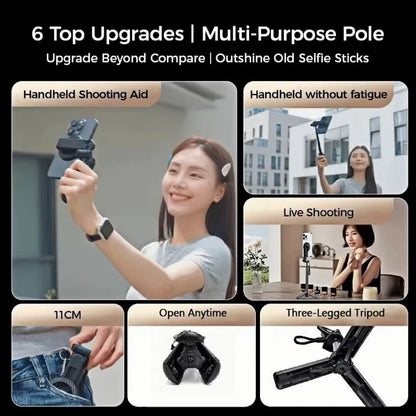 4-In-1 Multifunctional Magnetic Mini Selfie Stick with 360° Rotation Wireless Bluetooth Control Magnetic Phone Holder