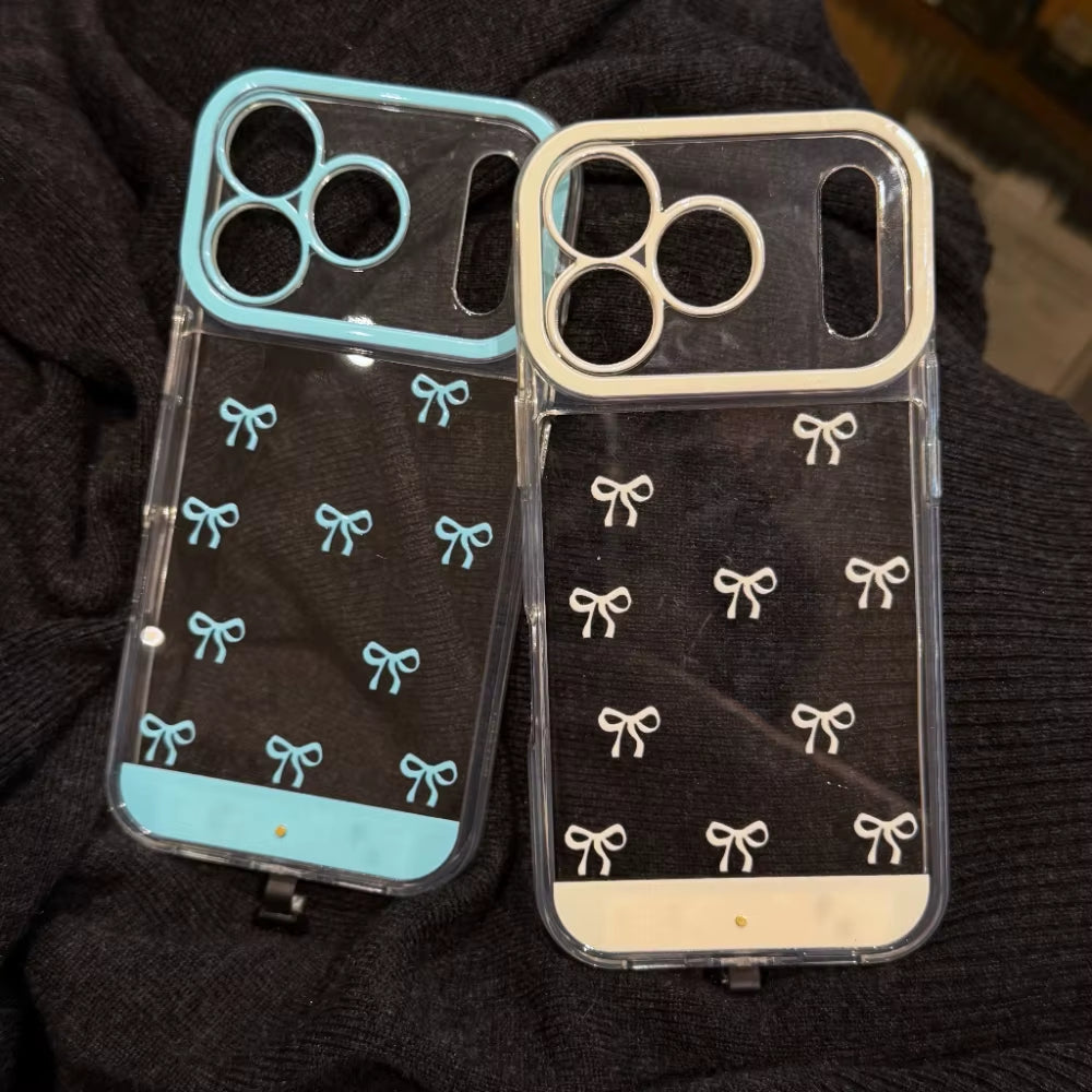 Change Color Luminous Call Light up Flash Bowknot Phone Case for Iphone 16 15 13 12 11 14 17 Pro Max plus Air Shockproof Cover