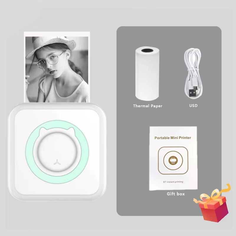 Portable Mini Thermal Printer for Photos and Labels - 58mm Wireless Bluetooth Compatibility with Android and iOS