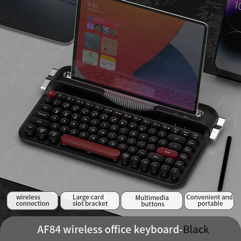 AF84 Wireless BT Portable Keyboard-Retro Punk Typewriter Mechanical Keyboard-Wireless BT Dual-Mode Office Keyboard