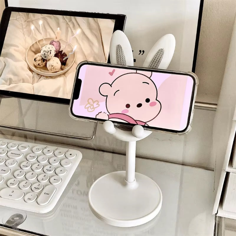 Cute Rabbit Mobile Phone Stand Adjustable Desktop Holder for Iphone Samsung Xiaomi Ipad Switch Desk Office Home Portable Stand